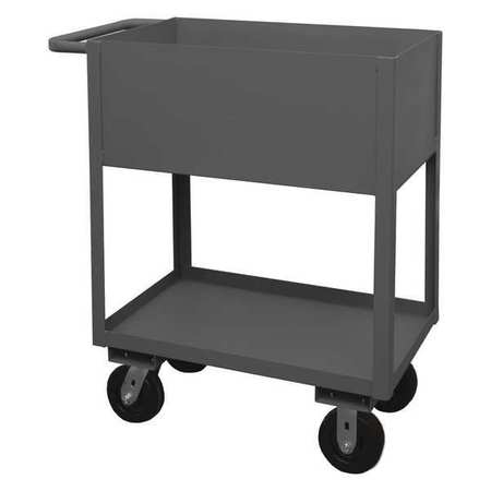 Zoro Select Utility Cart with Deep Lipped Metal Shelves, Steel, Flat, 2 Shelves, 3,600 lb RSC12-1830-2-3.6K-95