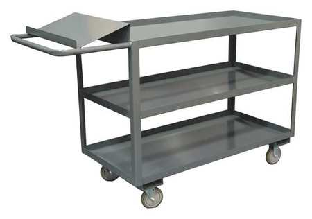 Zoro Select Order-Picking Utility Cart with Lipped Metal Shelves, Steel, Flat, 3 Shelves, 1,200 lb OPC-2436-3-95
