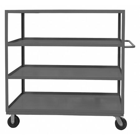 Zoro Select Utility Cart with Lipped Metal Shelves, Steel, Flat, 4 Shelves, 3,000 lb RSC-3060-4-3K-95