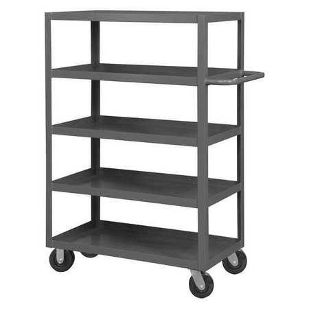 Zoro Select Utility Cart with Lipped Metal Shelves, Steel, Flat, 5 Shelves, 3,000 lb RSC-2436-5-3K-95