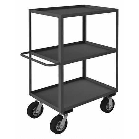 ZORO SELECT Utility Cart with Lipped Metal Shelves, Steel, Flat, 3 Shelves, 1,200 lb RICNM-243645-3-ALU-95