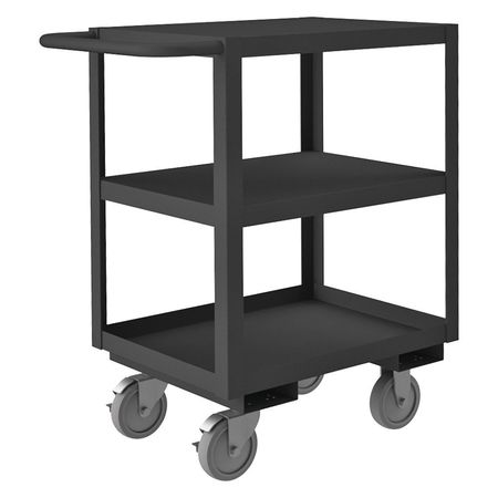 ZORO SELECT Utility Cart with Lipped & Flush Metal Shelves, Steel, Flat, 3 Shelves, 1,200 lb RSC-182435-3-BLU-95