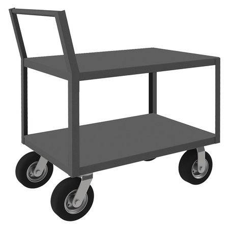 DURHAM MFG Low-Profile Utility Cart with Flush Metal Shelves, Steel, Raised, 2 Shelves, 1,200 lb LDO-304841-2-8PN-95