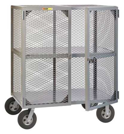 LITTLE GIANT Dual-Latch Welded Mesh Security Cart with Fixed Shelves 1,500 lb Capacity, 27 in W x 61 in L x SC-2460-10SR