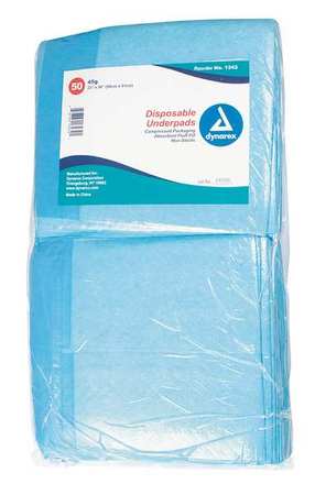 Dynarex Disposable Underpads, 23x36In, 45 g, PK150 1343