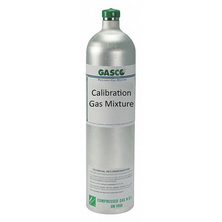 GASCO Calibration Gas, Carbon Monoxide, Hydrogen Sulfide, Methane Oxygen, Nitrogen, 58 L, C-10 Connection 58L-421