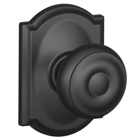 Schlage Matte Black Passage Knob Lockset, Georgian/Camelot F10 GEO 622 CAM