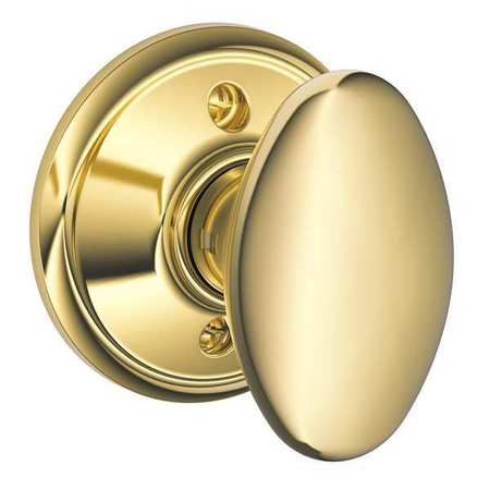 SCHLAGE Bright Brass Dummy Knob Lockset, Siena F170 SIE 605