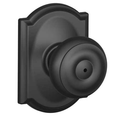 Schlage Matte Black Privacy Knob Lockset, Georgian/Camelot F40 GEO 622 CAM