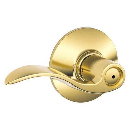 SCHLAGE Bright Brass Privacy Lever Lockset, Accent F40 ACC 605