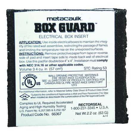 METACAULK Fire Barrier Pad, 3-11/16" L, 1/4" W 66367