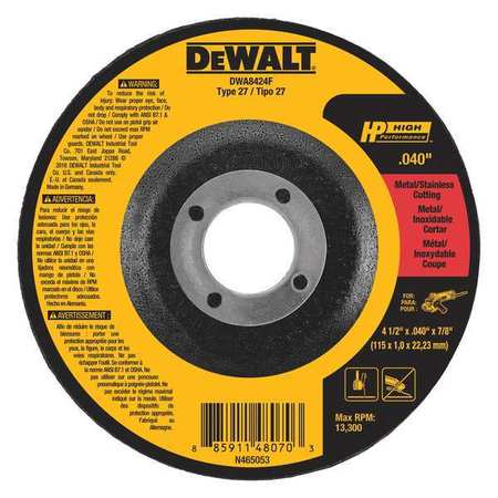 DEWALT 4-1/2 x .040 x 7/8 T27 HP Cut-Off Wheel DWA8424F