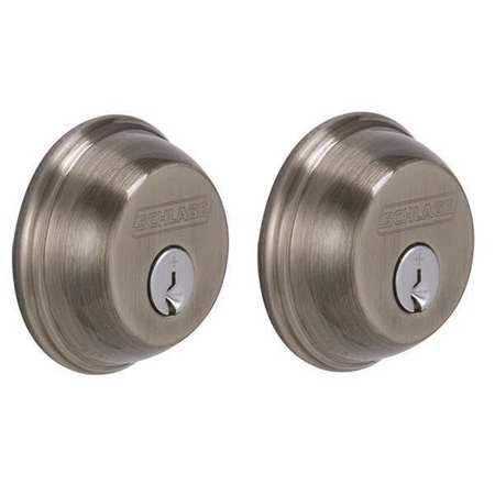 Schlage Deadbolt, Antique Pewter, Double Cylinder B62N 620