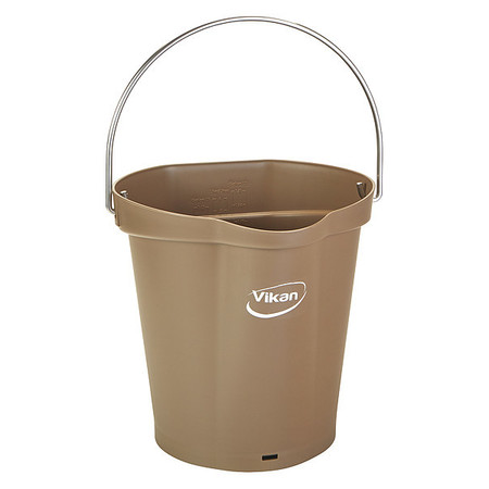 VIKAN Round Hygienic Bucket, 9 19/32 in Dia, Brown, polypropylene 568866