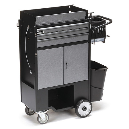 FLEXCART FC-300 Tool Utility Cart, 3 Drawer, Black, Steel, Aluminum, 14-1/2 in W x 14 in D x 45 in H FC-300LENT