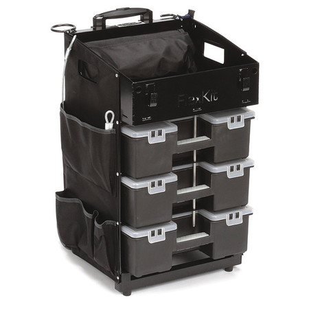 FLEXCART FC-50 Tool Utility Cart, 3 Drawer, Black, Aluminum, 15 in W x 13 in D x 27 in H FC-50NT