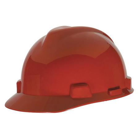 MSA SAFETY Front Brim Hard Hat, Type 2, Class E, Ratchet (4-Point), Red C217095