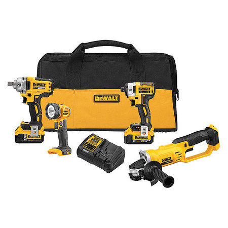 Dewalt Cordless CombInation Kit, 4 Tools, 20V DC DCK498P2