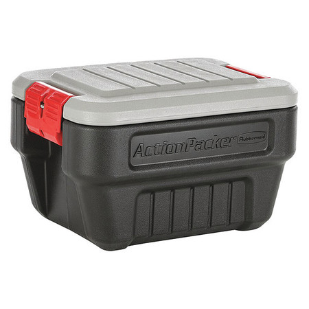 Rubbermaid Black/Gray Attached Lid Container, Plastic RMAP080000