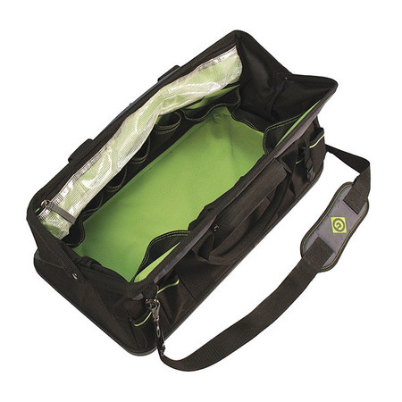 Greenlee Wide-Mouth Tool Bag, Black, Polyester, 28 Pockets 0158-21