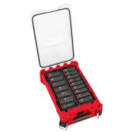 MILWAUKEE TOOL 1/2 in Drive Socket Set Metric, SAE 16 Pieces 10 mm to 24 mm , Chrome 49-66-6803