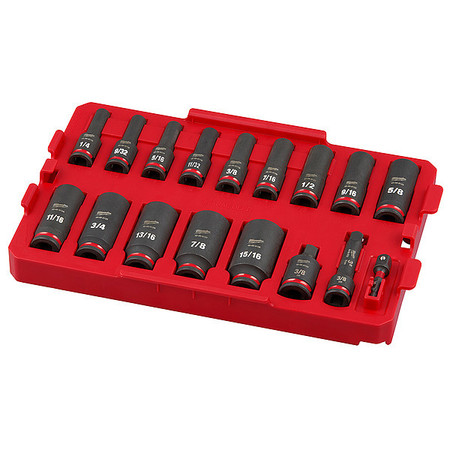 MILWAUKEE TOOL 3/8 in Drive Socket Set SAE 17 Pieces 1/4 in to 15/16 in , Chrome 49-66-6815