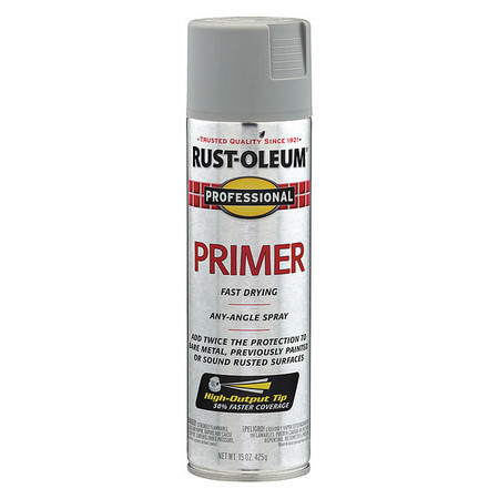 Rust-Oleum Spray Primer, Rust Preventative, Gray, Exterior/Interior, General Purpose, Solvent, 15 oz 7582838