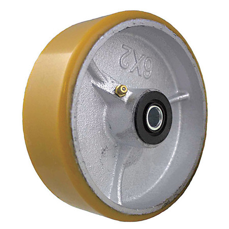 ZORO SELECT Caster Wheel, 6" dia., 3" W, Yellow P-UY-060X030/100R-LB