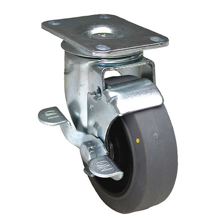 ZORO SELECT Plate Caster, 300 lb. Load Rating P12S-PRP040B-12-WB-EL