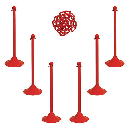 Zoro Select Barrier Post Kit, 41" H, Red, Plastic Post 71005-6