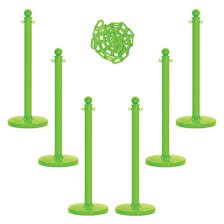 Zoro Select Barrier Post Kit, 40" H, Safety Green 71114-6