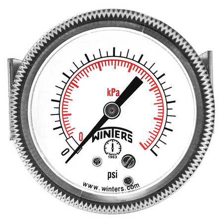 Winters Vacuum Gauge, -30 to 0 in Hg, 1/4 in MNPT, Black P9U901431UC