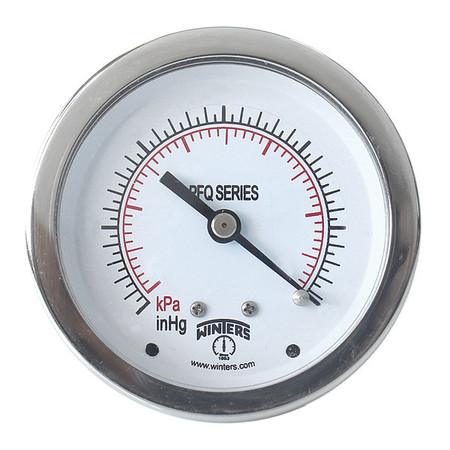 Winters Compound Gauge, -30 to 0 to 30 psi, 1/4 in MNPT, Silver PFQ149-DRY