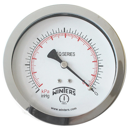WINTERS Pressure Gauge, 0 to 30 psi, 1/4 in MNPT, Silver PFQ1269-DRY