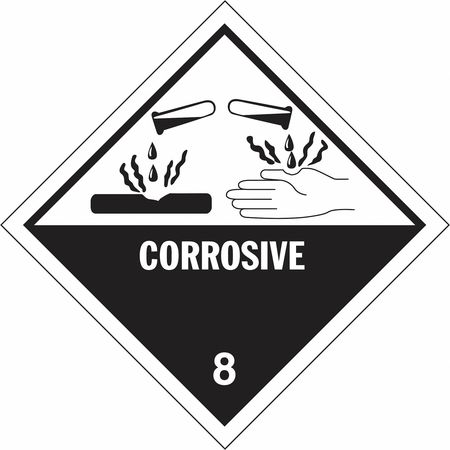 J.J. KELLER Label, English, Corrosive, Paper, 4" H, PK500 393