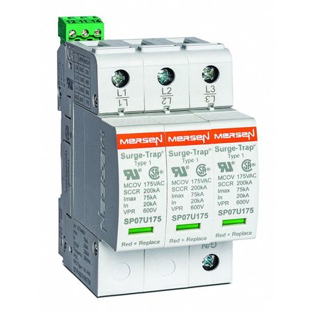 MERSEN Surge Protection Device, 3 Phase, 120/208V AC Wye, 3 Poles, 4 Wires STP208Y07