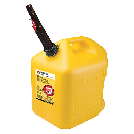 Flame Shield Diesel Fuel Can, 5 gal., Self, Yellow, HDPE 8610