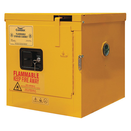 CONDOR Hinged Door Flammables Safety Cabinet, Yellow 491M61