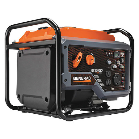 GENERAC Portable Generator, Gasoline, 3,000 W Rated, 3,500 W Surge, Recoil Start, 120V AC, 25 A 7128