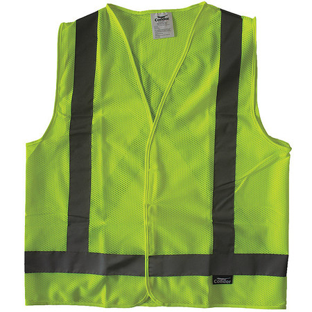 CONDOR Safety Vest, Yellow/Green, L, Hook-and-Loop 491R85