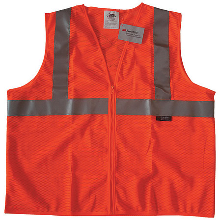 CONDOR Safety Vest, Orange/Red, M, Zipper 491R97