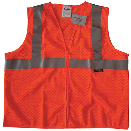 Condor Safety Vest, Orange/Red, XL, Zipper 491R98