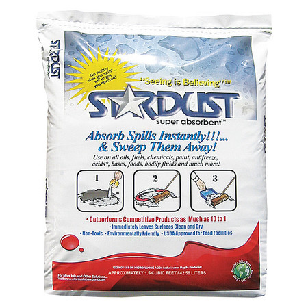 Stardust Loose Absorbent, 8 gal, Universal Except Hydrofluoric Acid, White D15CF