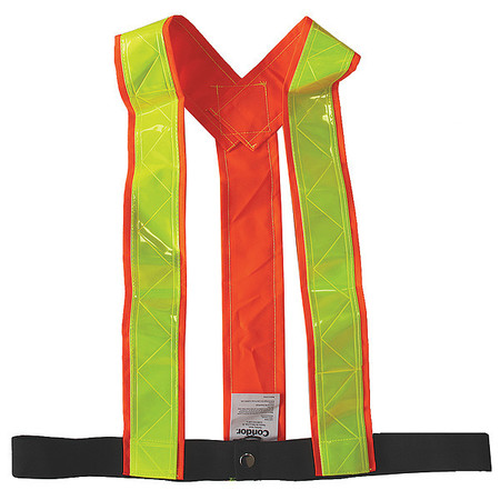 CONDOR Safety Vest, Orange/Red, M, Hook-and-Loop 491R69