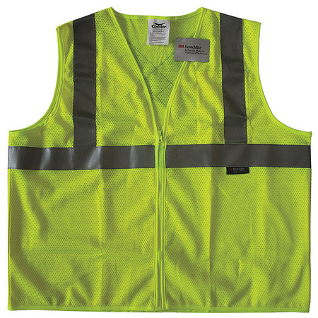 CONDOR Safety Vest, Yellow/Green, XL, Zipper 491T03