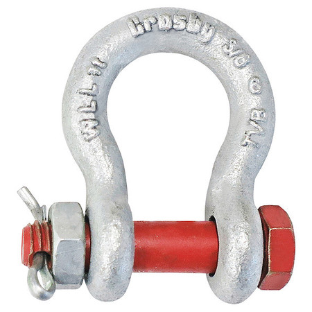 CROSBY Anchor Shackle, 3/8" Body Sz, Galvanized 1019470