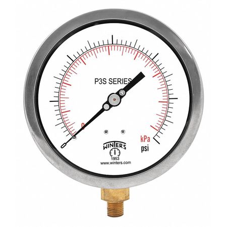 Winters Compound Gauge, -30 to 0 to 30 psi, 1/4 in MNPT, Black P3S6002