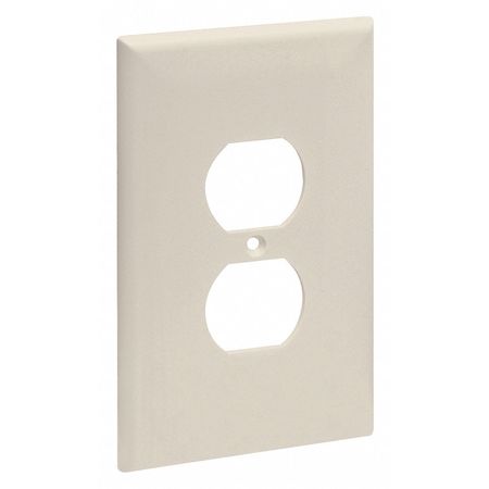 ZORO SELECT Jumbo Duplex Receptacle Wall Plates, Number of Gangs: 1 High Impact Plastic, Smooth Finish, Ivory 62032