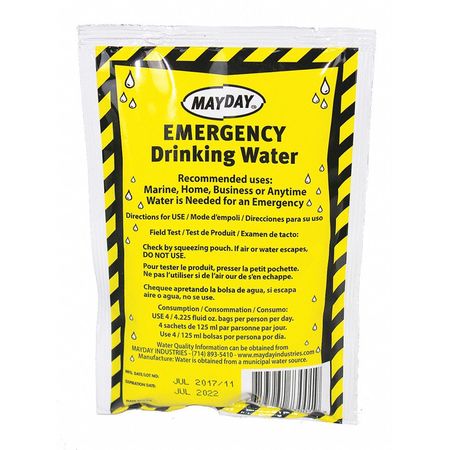 Mayday Emergency Drinking Water Pouch, 4.22 oz, Pack of 100 73011