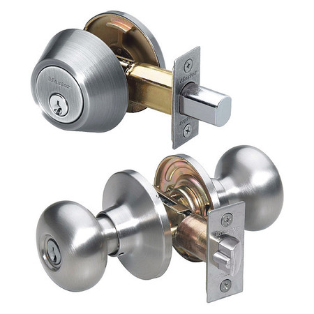 Master Lock Knob Lockset, Biscuit Style, Satin Nickel BCC0615KA4S